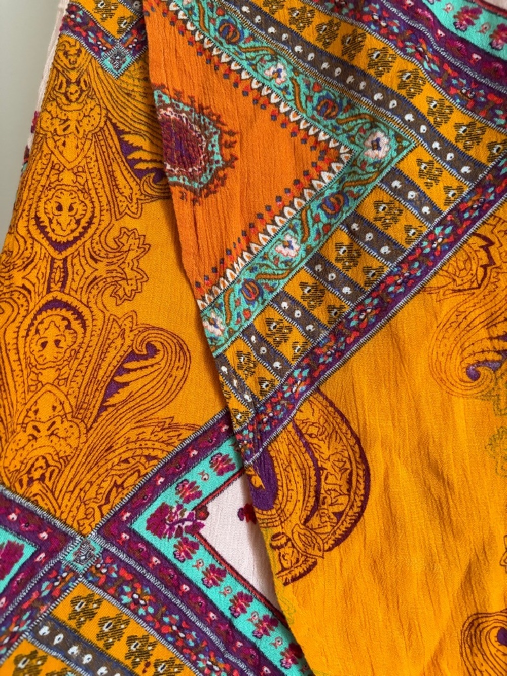 Bohemian Orange Wrap Maxi Skirt - Picture 6 of 6